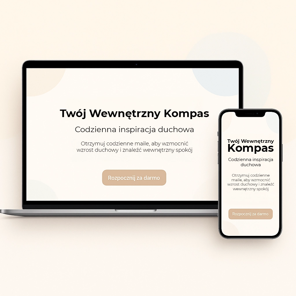 Mockup: Twój Wewnętrzny Kompas na laptopie i telefonie